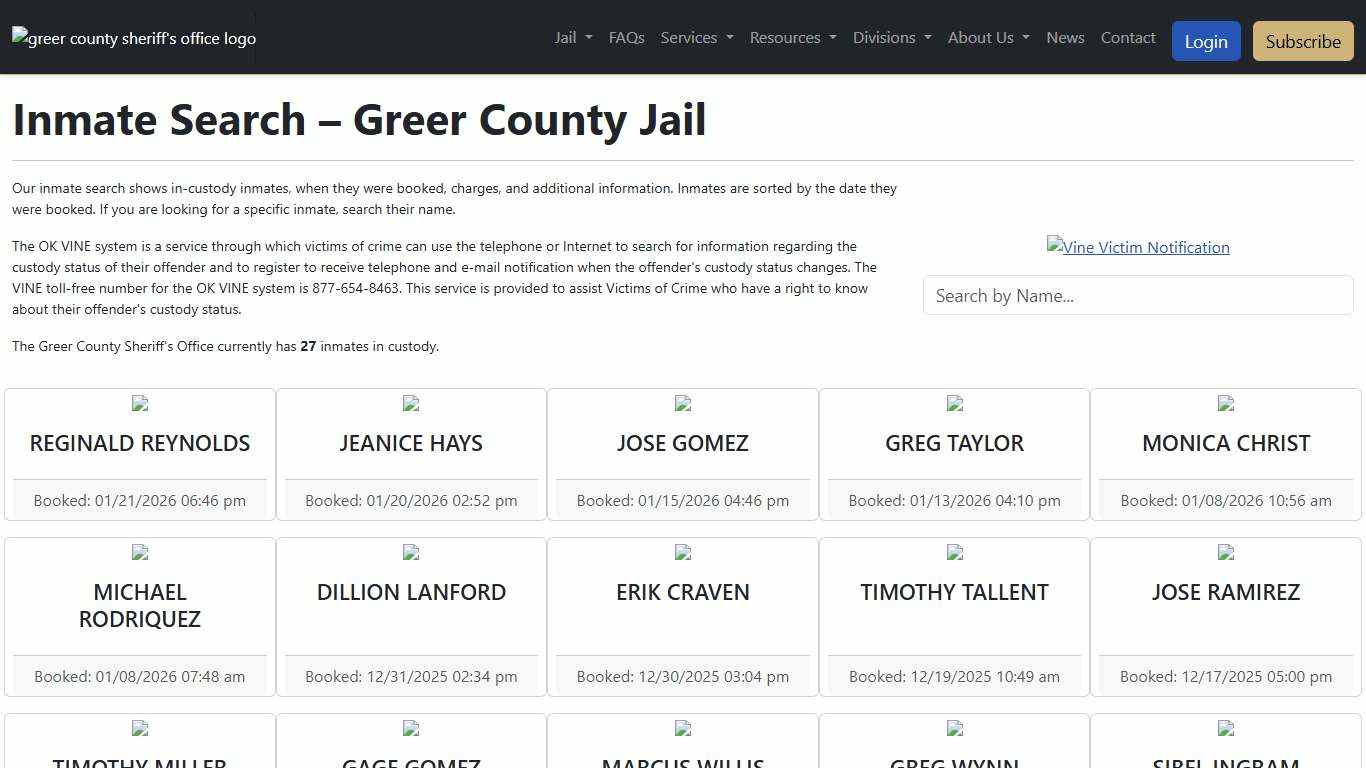 Inmate Search Greer County Sheriff's Office
